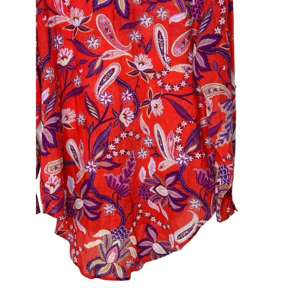 Sundry Womens Paisley Blouse 0(XS)‎ Floral Oversized Hi Low Bohemian Tunic - Picture 8 of 14